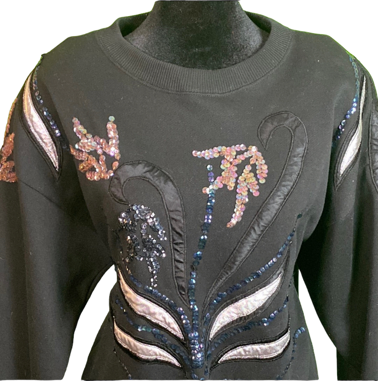 Cervelle Black Sequin Vintage Sweater Sz. M