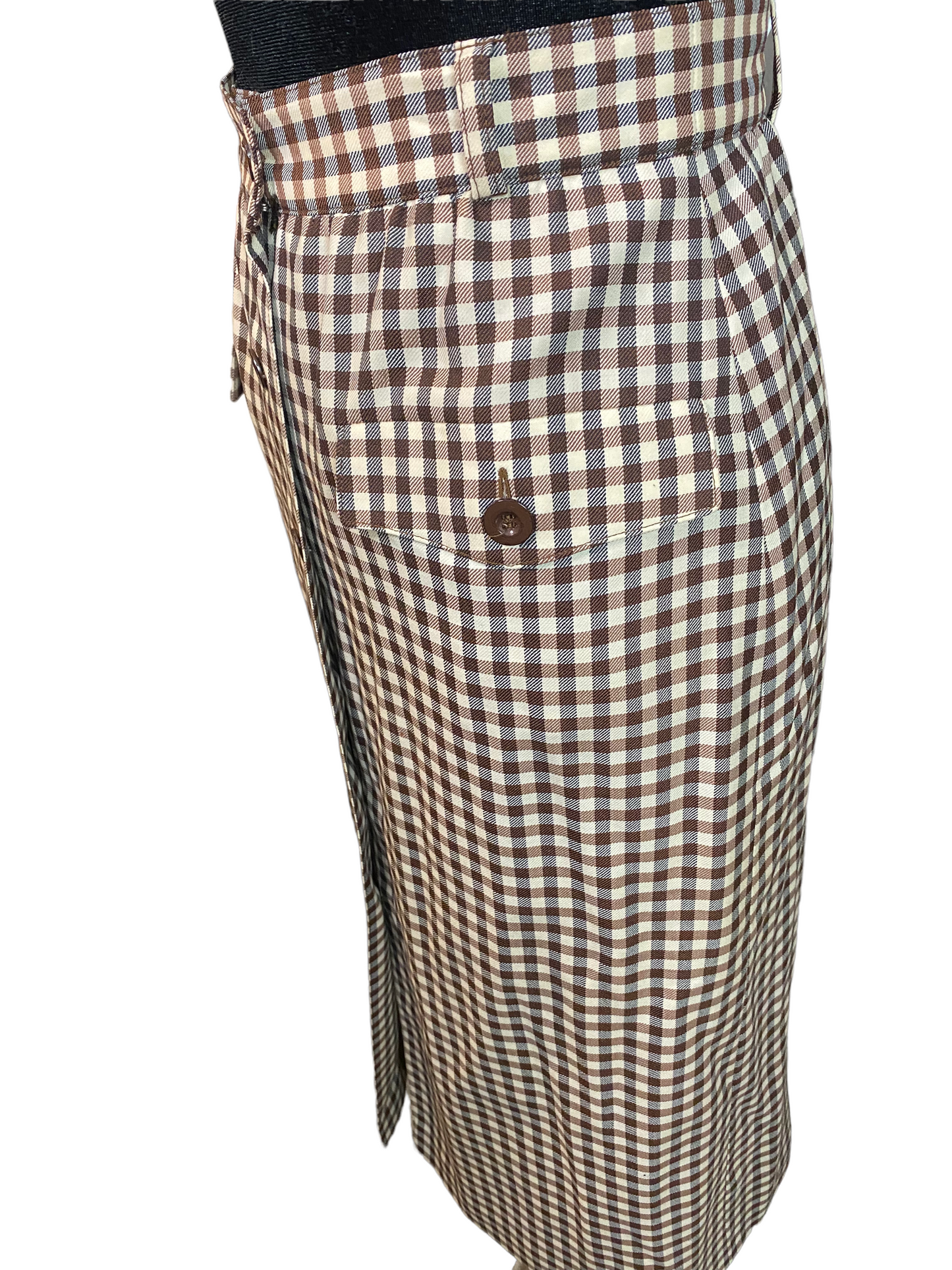 Vintage Escada Plaid Brown Pencil Skirt.  Sz. 38(us. 4/8)