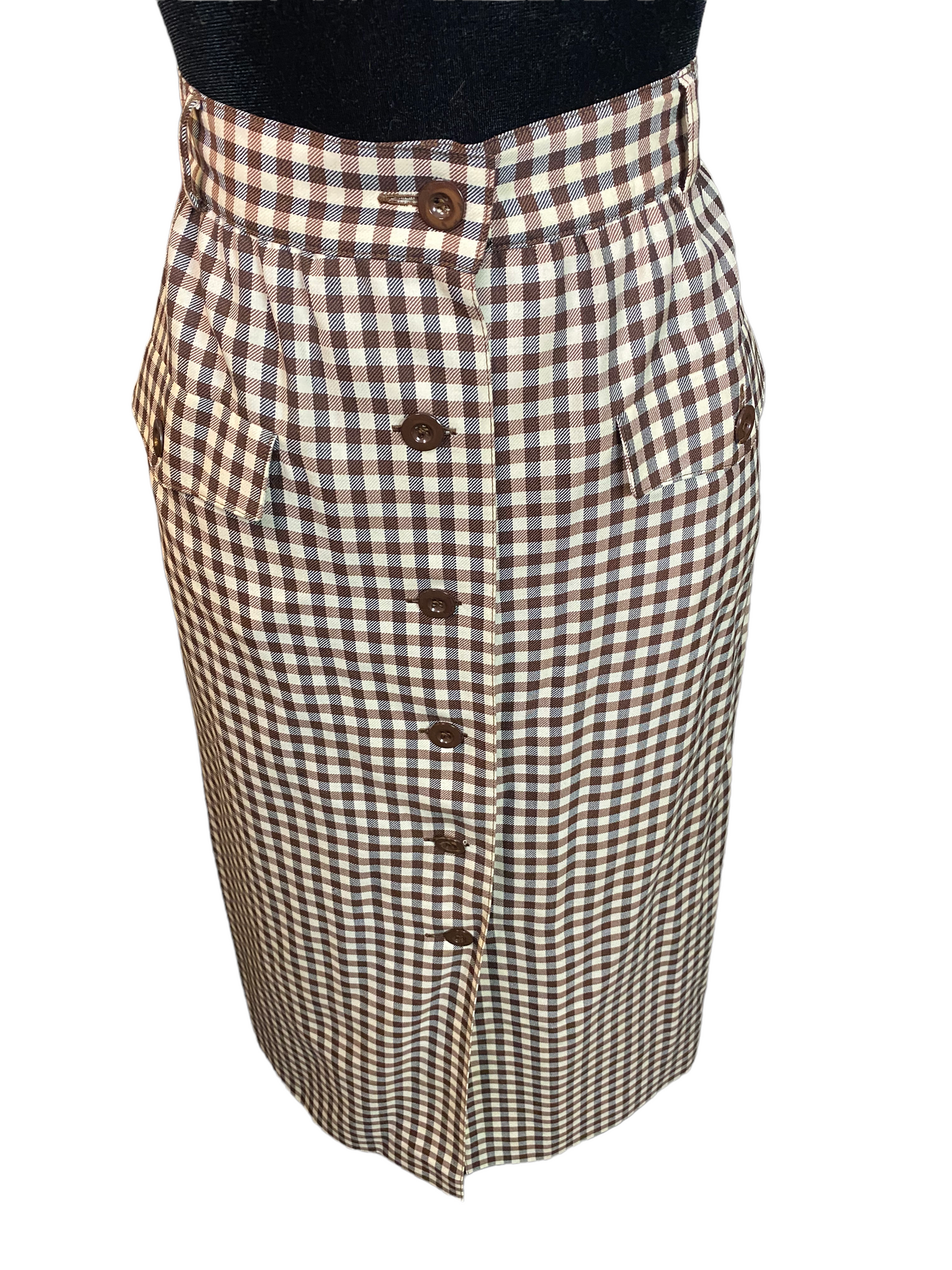 Vintage Escada Plaid Brown Pencil Skirt.  Sz. 38(us. 4/8)